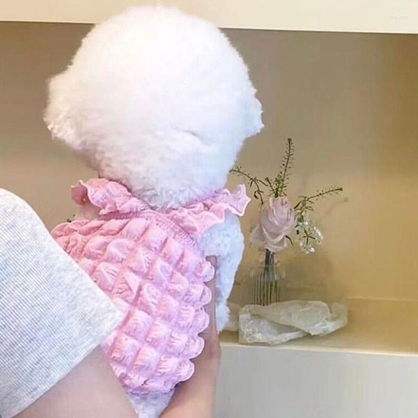 Cão vestuário verão fina bolha suspender cinta colete gatinho filhote de cachorro saia vestido bonito roupas teddy yorkshire gato pet traje pequenos suprimentos