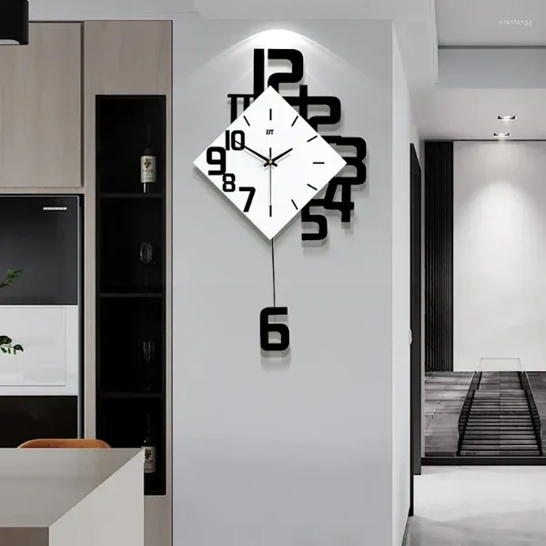 Wanduhren, Uhr, personalisierbar, digital, modisch, im europäischen Stil, für Wohnzimmer, Holz, kreativ, dekorativ