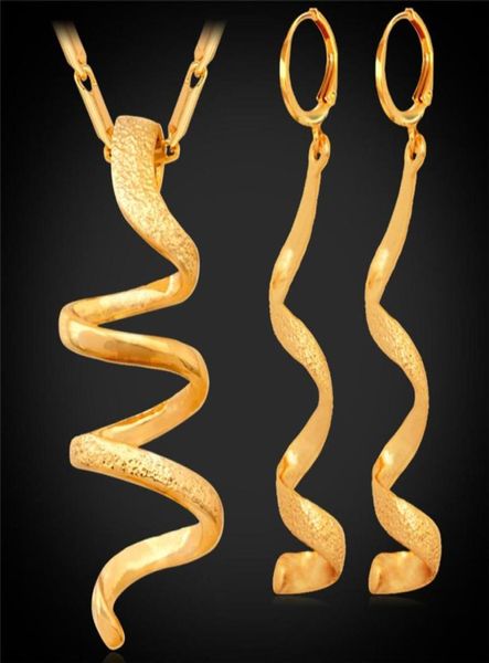 Novos conjuntos exclusivos de colar helix feminino039s presente inteiro na moda 18k banhado a ouro colar brincos conjuntos de joias da moda ys41897942077570898