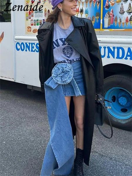 Gonne Zenaide 2024 Gonna di jeans floreale a vita alta per le donne Vintage Mini Blue Summer Aderente Sexy Y2K Retro Party Club Street