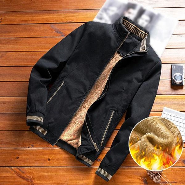 Jaquetas masculinas confortáveis moda diária férias casaco jaqueta outwear parkas casaco inverno quente marca gola velo forrado