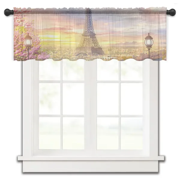 Cortina paris varanda arquitetura arte curta pura janela cortinas de tule para cozinha quarto decoração casa pequena voile cortinas