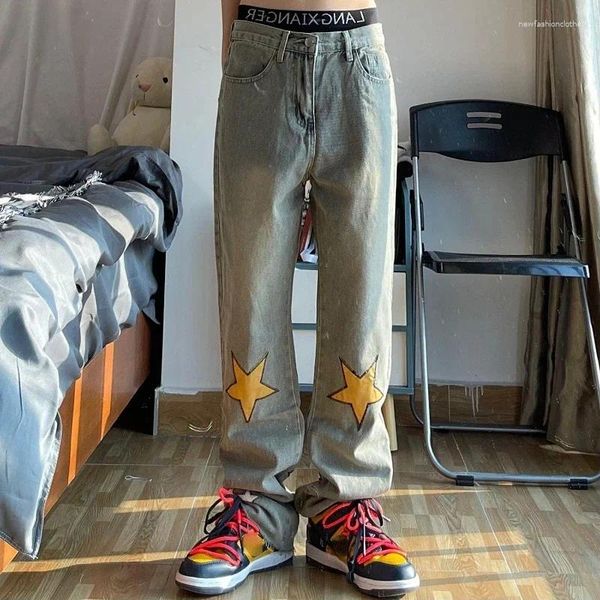 Pantaloni jeans da uomo Pantaloni da cowboy hip-hop da uomo Kpop Star Grafica retrò in abiti autunnali 2024 Moda morbida Xs lavato