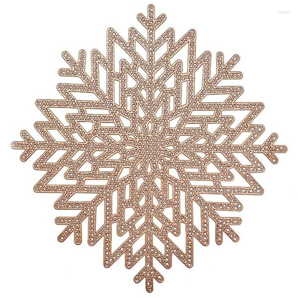 Tapetes de mesa 2pcs flocos de neve de Natal PVC Placemat Nordic Western Food Mat Isolamento Impermeável Anti-Slip Gold Silver Placemats