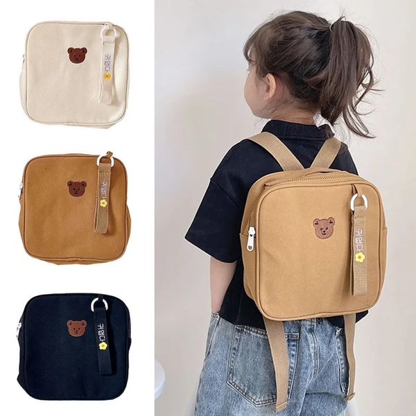 Симпатичный детский рюкзак с мультяшным медведем и вышивкой, школьная сумка, рюкзаки для детского сада для мальчиков и девочек, квадратная повседневная школьная сумка, подарки для детей 240130