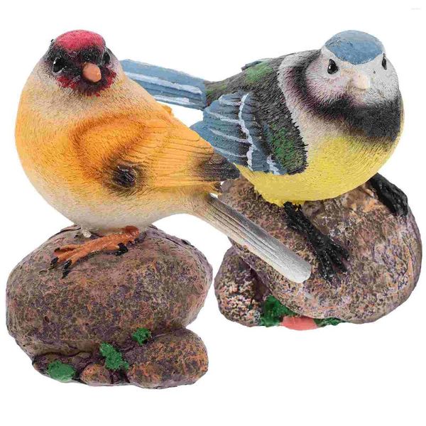 Decorações de jardim 2 PCs Moss Micro paisagem acentuos de decoração Decoração Figura de pássaro Figura Suculenta Forniture Resina Birds Figuras