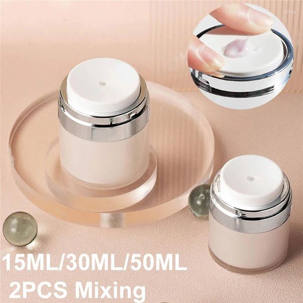 Bottiglie di stoccaggio Pompa vuota airless Barattolo Creme riutilizzabili Gel Lozioni Dispenser Contenitore cosmetico a prova di perdite da viaggio 2 pezzi Bottiglia sottovuoto