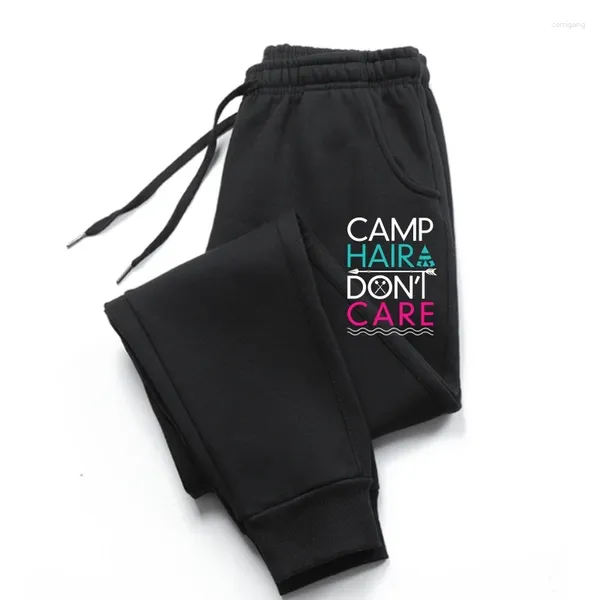 Herrenhosen „Camp Hair Don't Care“-Jogginghose, lustiges Camping für Herren, Gutscheine für Herren, Preppy-Style-Hose aus Baumwolle, C