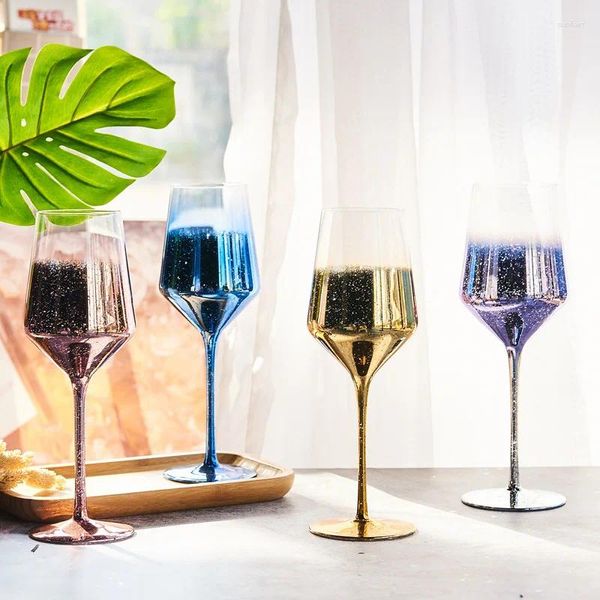 Weingläser Blauer Sternenhimmel Rotes Glas Kristallkelch Nordic Ins Bleifreier Internet-Promi-Cocktail-Champagner