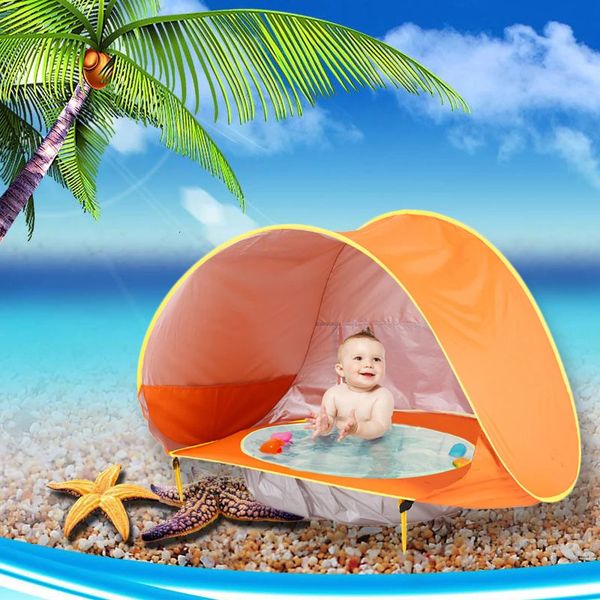 Baby Beach Zelt Kinder wasserdichte Pop -up -Sonne -Markise Uvprotekting Sonnenhelter mit Pool Kid Outdoor Camping Sonnenschirm 240202