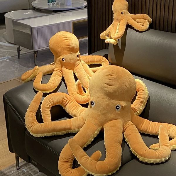 Simulation gelber Oktopus Plüschtier lebensechte Kuscheltiere Plüschtiere Puppe Cartoon weiches Kissen für Mädchen Jungen Geburtstagsgeschenke 240202