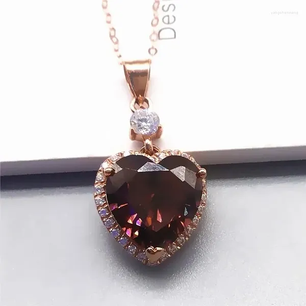 Correntes 585 roxo banhado a ouro 14k rosa rubi cristal em forma de coração neckalce para mulher luxo romântico noivado jóias