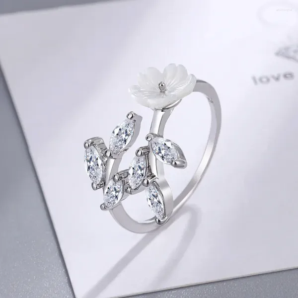 Anéis de cluster Genuíno 925 Sterling Silver Hair Leaf Índice Anel para Mulheres Diwenfu CN (Origem) Bandas de Casamento Jóias Anillos de Anel