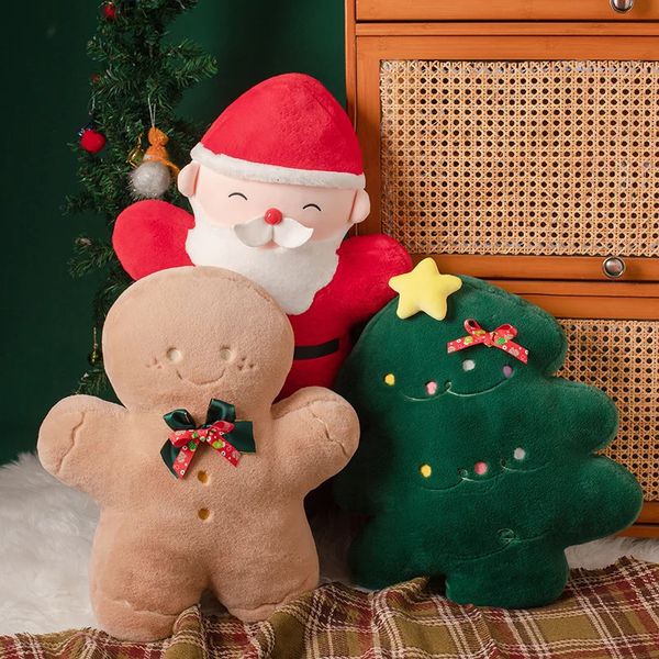 Yeşil ağaç yastık doldurulmuş Noel yastığı sevimli peluş atma yastık kanepe sandalye arka yastık çocuk hediyeleri xmas ağacı dekorasyon 240118