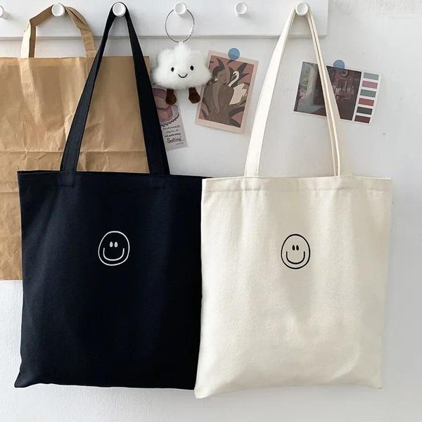 Abendtaschen Damen Canvas Tote Koreanische Studenten Schulter Baumwolltuch Einkaufstasche Eco Faltbare Shopper Weibliche Handtasche für die Schule