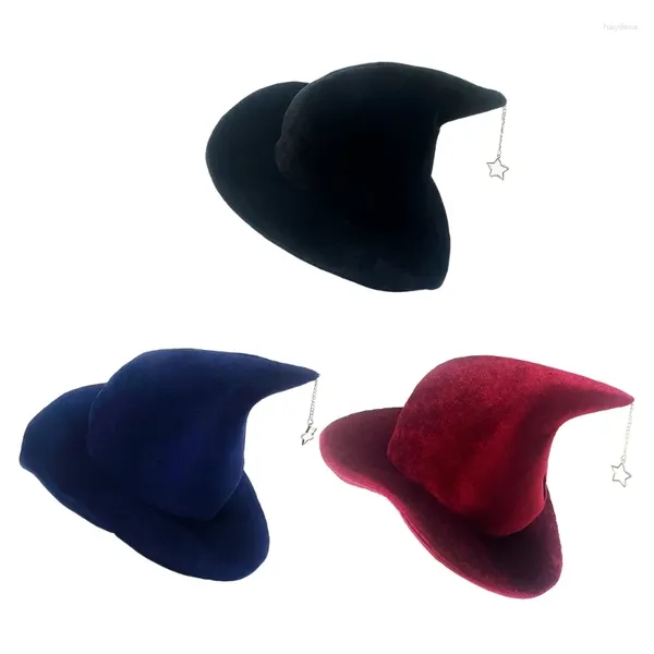 Berets Halloween Chapéu de Bruxa Chapéus Delicados para Masquerade Requintado Estrela Pingente Adultos Cosplay-Acessório de Fantasia