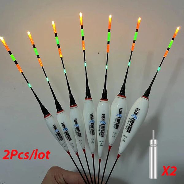 2 Pz/lotto Estate Pesca LED Notte Luminosa Galleggiante Elettronico Boa Grande Galleggiabilità 3g-20g Con Batteria CR425 Attrezzatura Da Pesca 240131