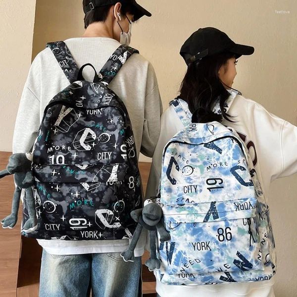 Mochila Saco de Escola Médio Personalizado Graffiti À Prova D 'Água Juventude Viagem Multifuncional para Homens e Mulheres