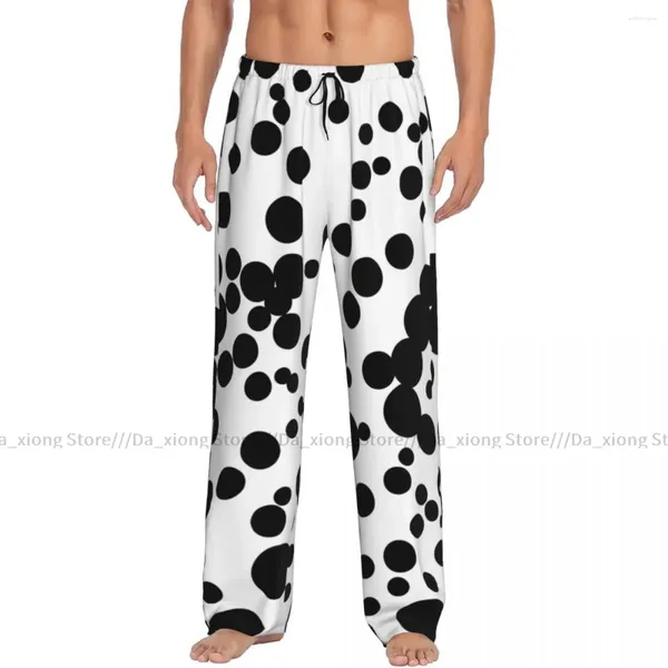 Homens sleepwear homens sleep bottoms masculino lounge calças dálmatas geométricas polka dot pijama calças