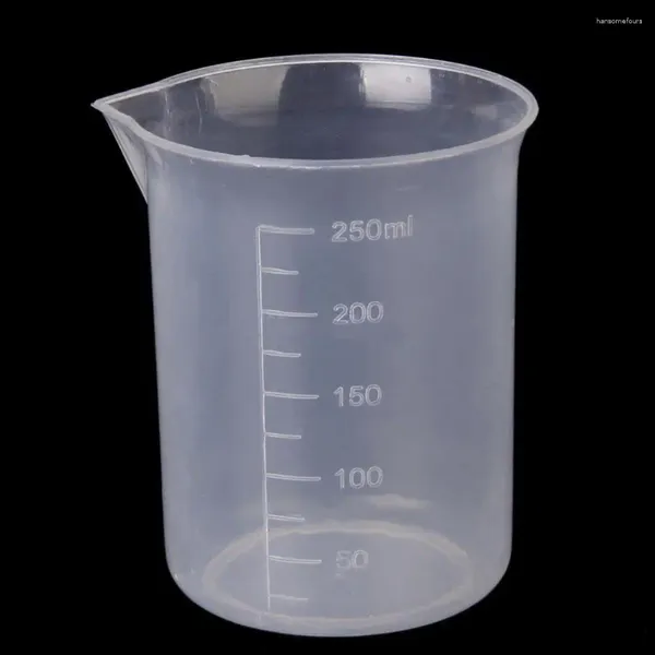 Strumenti di misurazione 250ml Tazza trasparente in polipropilene Graduazioni numeriche Becher Brocca graduata in plastica trasparente per la cucina domestica