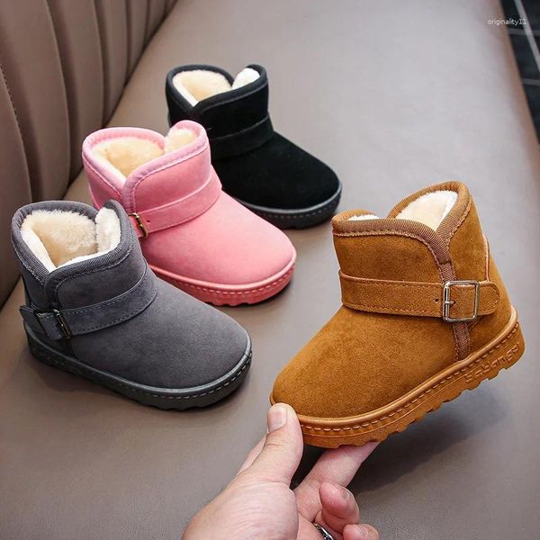 Botas meninos 2024 crianças versátil casual fivela antiderrapante crianças moda simples meninas neve algodão inverno outono