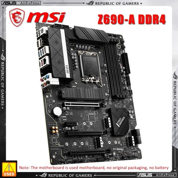 Placas-mãe MSI PRO Z690-A DDR4 Intel Placa-mãe usada 4 x DIMM Memória máxima 128GB CPU Slot LGA 1700 PCI-E 4.0 M.2 Porta para