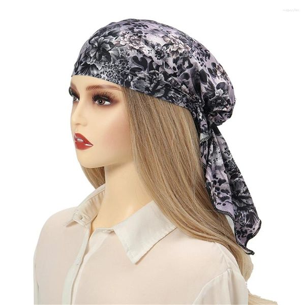 Ethnische Kleidung Frauen Muslim Hijab Mode Druck Turban Hut Vorgebundener Schal Haarausfall Kopf Headwrap Pretied Bandana Turbante Mujer