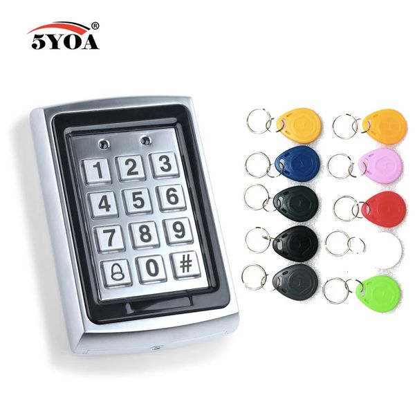 Wasserdichte Metall-RFID-Zugangskontrolltastatur mit 1000 Benutzern, 125-kHz-Kartenleser, Schlüsselanhänger, Türsystem 240123