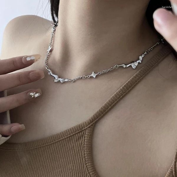 Zincirler Kore moda lava yıldız kolye kadınlar için düzensiz geometrik kısa süreli punk gotik mücevher damlası