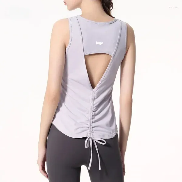 Camicie attive LO TrLOning Running Women Yoga Back Tight Abbigliamento sexy Top Pull Rope Gilet sportivo senza maniche