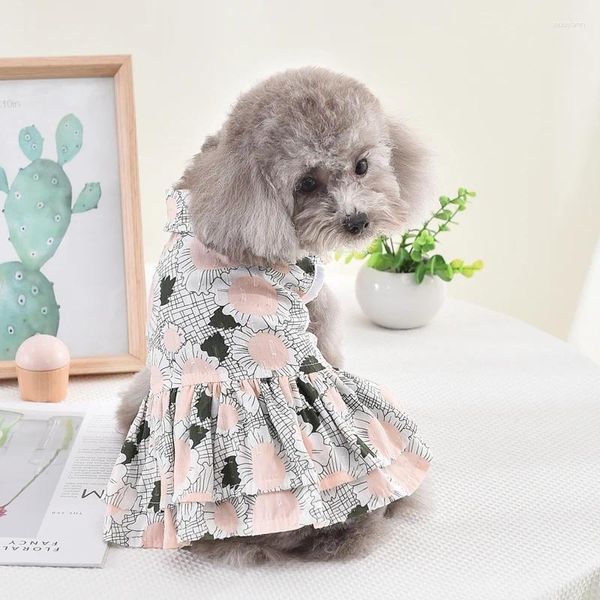 Abbigliamento per cani Abiti di girasole per piccoli abiti da sposa per animali domestici rosa blu di lusso Principessa Ragazza Gonna per ragazzo Estate Primavera Accessori per gatti Carlini