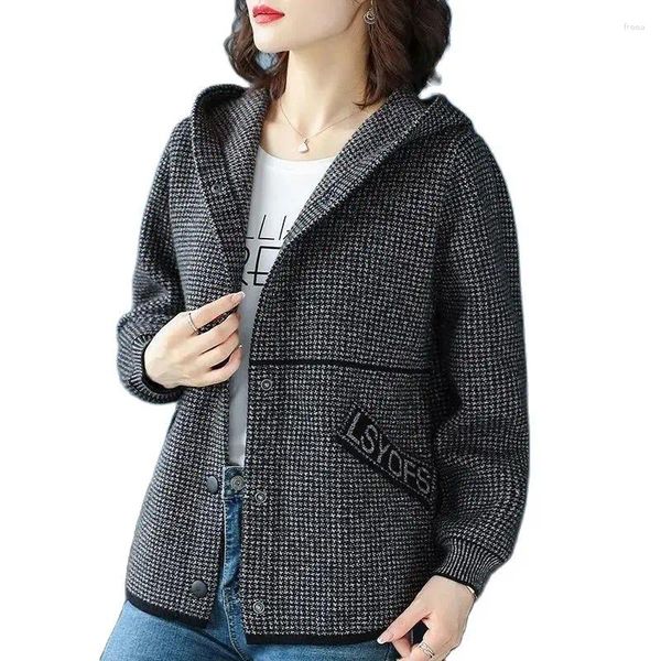 Женские куртки 2024, пальто для пожилых людей среднего возраста, топы, весенне-осенняя повседневная куртка, модная женская верхняя одежда с капюшоном в корейском стиле