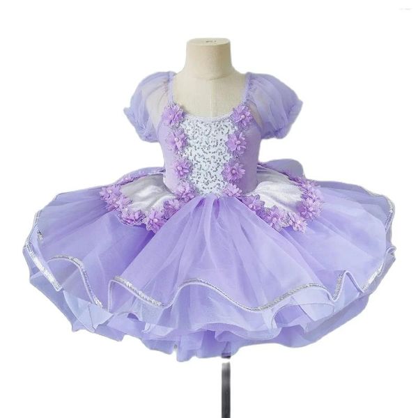 Bühnenkleidung Kinder Ballettrock Blume Performance Kostüm Modernes Tanzkleid Mädchen Rosa Lila Prinzessin Anzüge