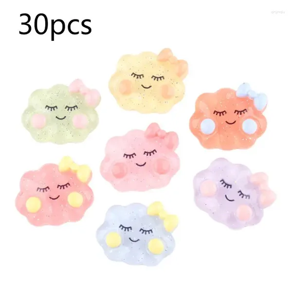 Saç Aksesuarları 30 PCS Bulut Reçine Cabochons Clear Candy Renk Düzbürü Yay Dekorasyonu DIY Scrapbook Aksesuar