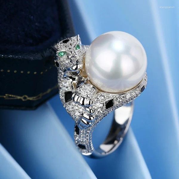 Кольца кластера, однотонное кольцо из стерлингового серебра 925 пробы с натуральным жемчугом для женщин, обручальные кольца, ювелирные изделия 925, Драгоценный камень для помолвки