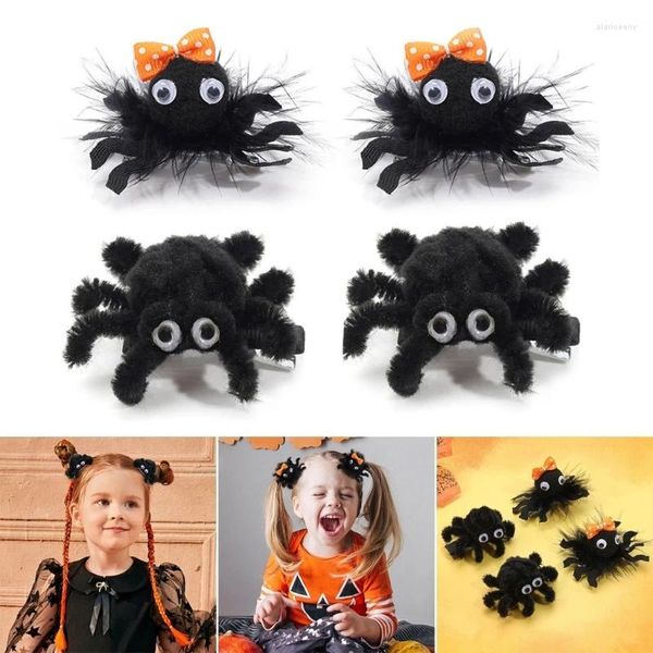 Accessori per capelli 2 pezzi Halloween Spiders Forcina Clip elegante Mollette per animali per neonate Feste per bambini Decorazioni per copricapi