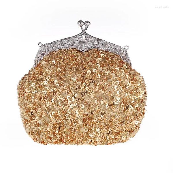 Borse da sera Belle pochette vintage con paillettes in rilievo per le donne Borse da donna classiche con catena a tracolla per cena, feste di ballo