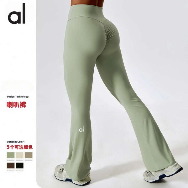 Lu Pant Align Leg AL Wide Woman Tight Nude Feel Hip Lift Calças Dança Cintura Alta Micro Flare Casual Sports Leggings Lemon LL Jogger Lu-08 2024