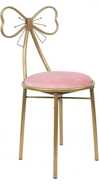 Cuscino Creativo Vanity Chair Nordic Cute Home Seduta in velluto rosa Sedile dorato da pranzo per camera da letto Soggiorno Coffee Shop