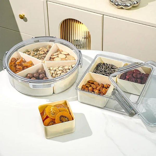 Teller, unterteilt, Snackbox, Serviertablett mit sicherem Verschlussdeckel, ideal für die Lagerung von Obst und Gemüse, vielseitig einsetzbar
