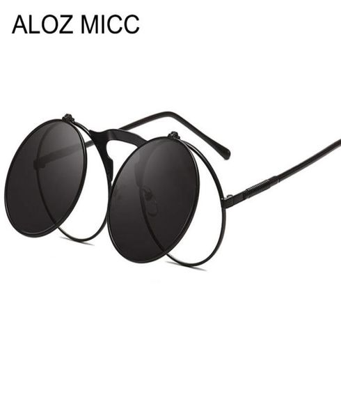 ALOZ MICC Vintage Flip Up Runde Sonnenbrille Männer Neueste Punk Metall Sonnenbrille Frauen Weibliche Mode Brillen De Sol A0255322840