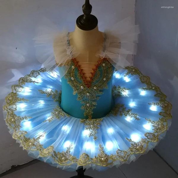Stage Wear Costumi per gonna da balletto per bambini Little Swan Fluffy Dance Tutu Straps Ragazze