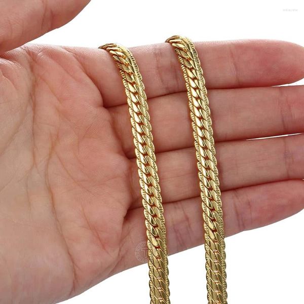 Цепи женские мужские цепи кованые плоские бордюры цвета кубинского золота 6 мм ожерелье мужские ювелирные изделия модные капли DGN399A