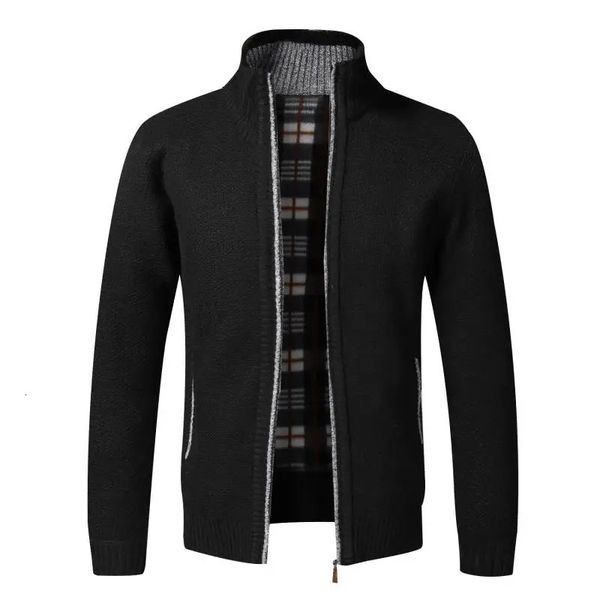 Cardigan lavorato a maglia da uomo con cerniera invernale Abbigliamento in pile caldo vintage sopra maglioni slim fit Cappotto capispalla da golf stile coreano maschile 240130