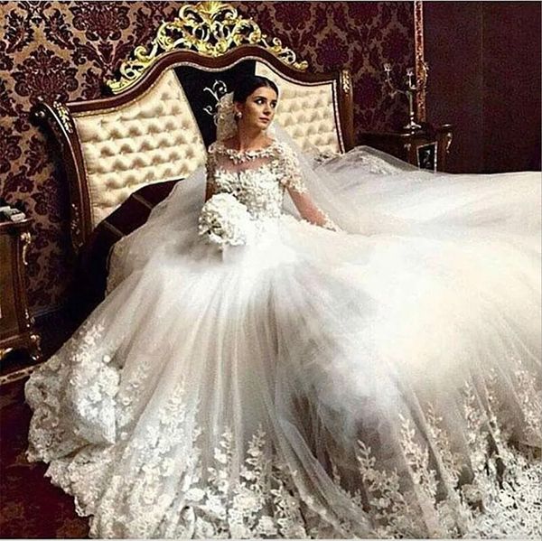 2024 romântico vestidos de casamento vitoriano colher vintage mangas compridas árabe muçulmano vestidos de casamento islâmico rendas apliques vestido de noiva