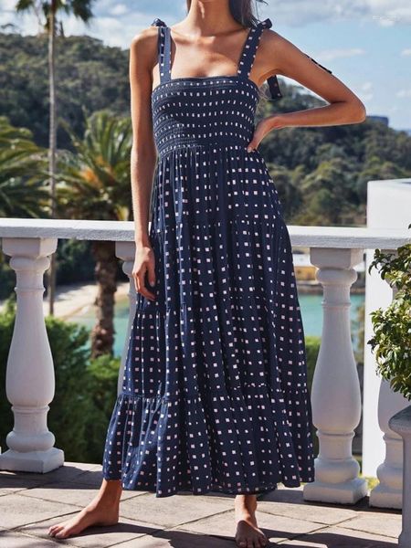 Vestidos casuais verão vestido longo mulheres boho floral midi feminino praia férias deslizamento senhoras soltas moda backless vestidos