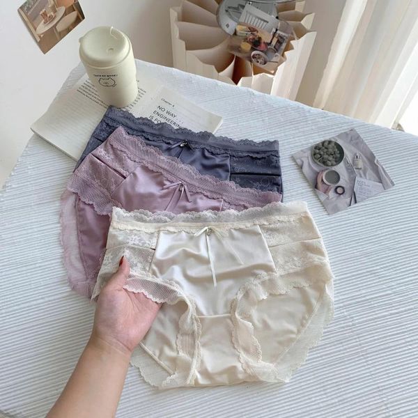 Kadın Panties 2024 Pantolon Fransızca Vintage Dantel Cilt Dostu Arıtma Kasık Orta Kılavuzları İç Çamaşırı Tenu Seksi iç çamaşırı