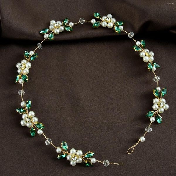 Haarspangen Perlenkette Stirnband Brautschmuck Voller Strass Haarband Mode Blumenkrone Hochzeitsaccessoires Marrige Bijoux