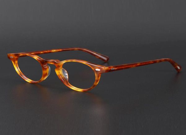 Óculos redondos de acetato vintage, óculos gregory peck ov5186 para mulheres, prescrição de miopia, armações ópticas transparentes, lentes anti-luz azul t9751552