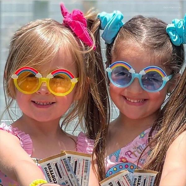 Sonnenbrille 2024 Kinder Niedliche Mode Baby Cartoon Regenbogen Rahmen Männer Und Frauen Kinder Persönlichkeit GläserBaby